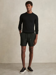 Reiss | Textured Drawstring Shorts in Dark Green
