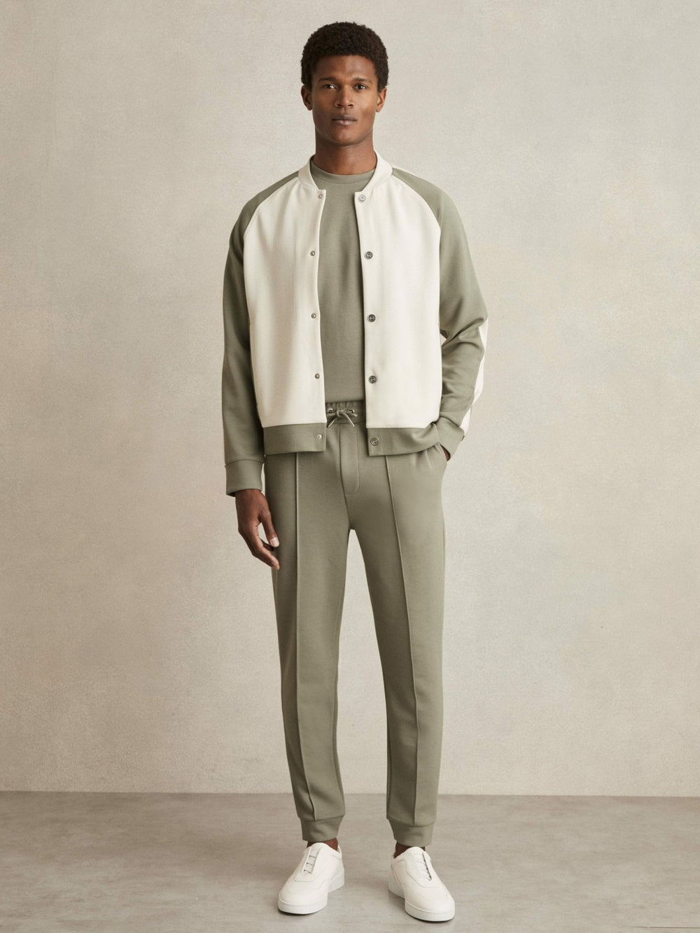 Reiss | Drawstring Jersey Joggers in Sage