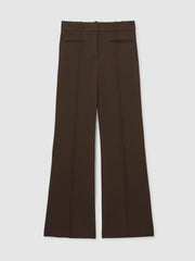 Reiss | High Rise Flared Trousers in Chocolate Brown
