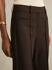 Reiss | High Rise Flared Trousers in Chocolate Brown