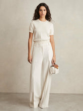 Reiss | Linen-Blend Wide-Leg Trousers in White