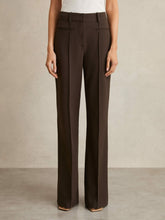 Reiss | Petite High Rise Flared Trousers in Chocolate Brown