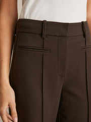 Reiss | Petite High Rise Flared Trousers in Chocolate Brown
