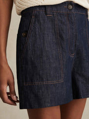 Reiss | Linen Shorts in Indigo