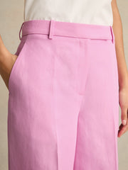 Reiss | Wide-Leg Trousers With Linen in Pink