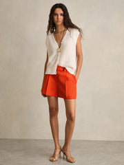 Reiss | Tailored Shorts With Linen in Orange