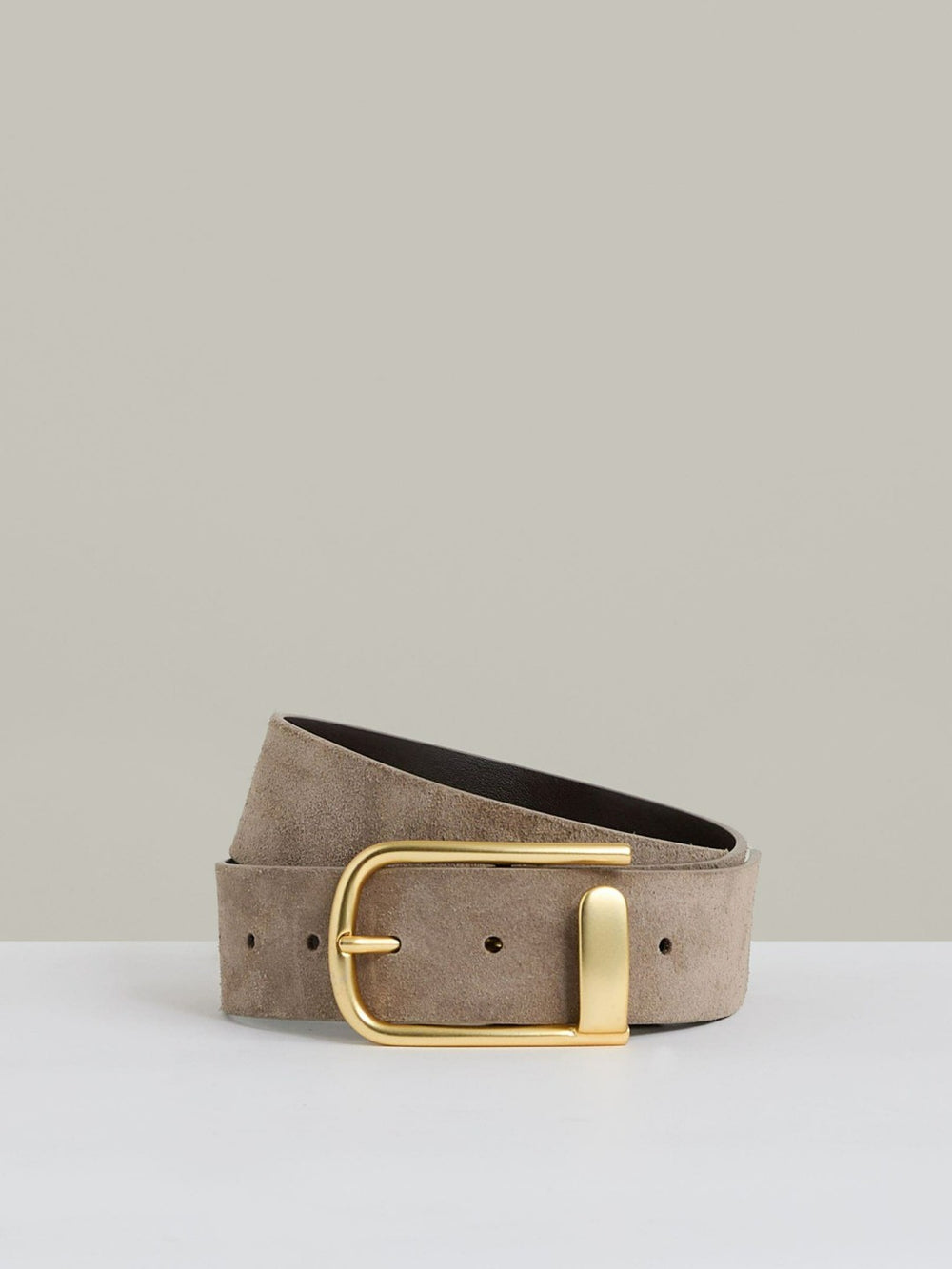 Reiss | Leather Half Keeper Belt in Grey