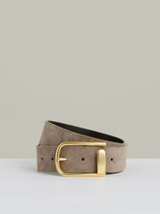 Reiss | Leather Half Keeper Belt in Grey