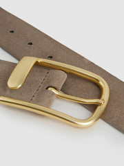 Reiss | Leather Half Keeper Belt in Grey