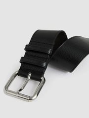 Reiss | Leather Square Roller Buckle Belt in Black