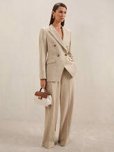 Reiss | Linen-Blend Wide-Leg Trousers in Neutral