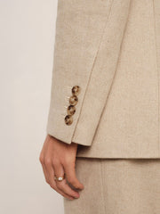 Reiss | Linen-Blend Double-Breasted Suit Jacket in Neutral