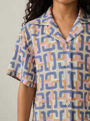 Reiss | 9-13 yrs Geometric Chain Print Shirt in Multi
