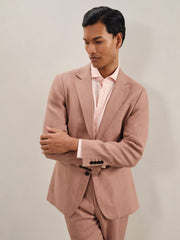 Reiss | Single-Breasted Linen Suit Blazer Slim Fit in Rose Pink