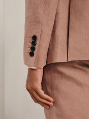 Reiss | Single-Breasted Linen Suit Blazer Slim Fit in Rose Pink