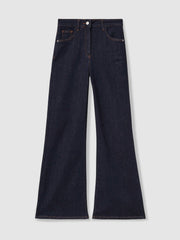 Reiss | Petite Mid-Rise Flared Jeans in Dark Blue
