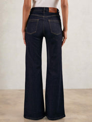 Reiss | Petite Mid-Rise Flared Jeans in Dark Blue