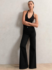Reiss | Petite Mid-Rise Flared Jeans in Black