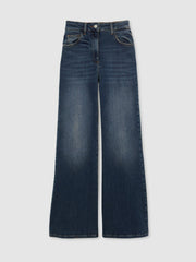 Reiss | Petite Mid-Rise Flared Jeans in Mid Blue