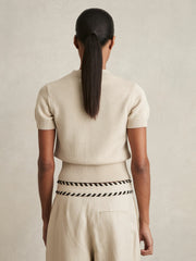 Reiss | Cotton And Wool Crew-Neck Top in Neutral
