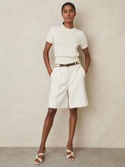 Reiss | Cotton And Wool Crew-Neck Top in Ivory