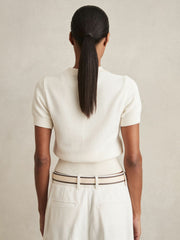 Reiss | Cotton And Wool Crew-Neck Top in Ivory