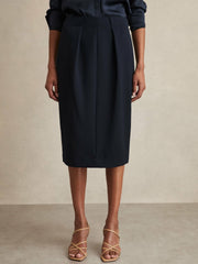 Reiss | Tailored Midi Suit Skirt in Navy
