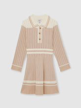 Reiss | 13-14 yrs Rib-Knit Pointelle Flared Dress in Pale Pink