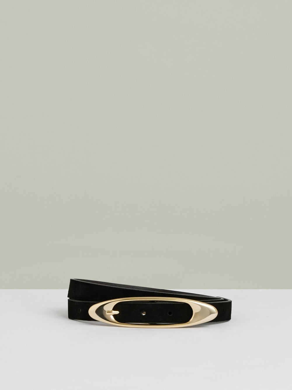 Reiss | Leather Oval-Buckle Belt in Black