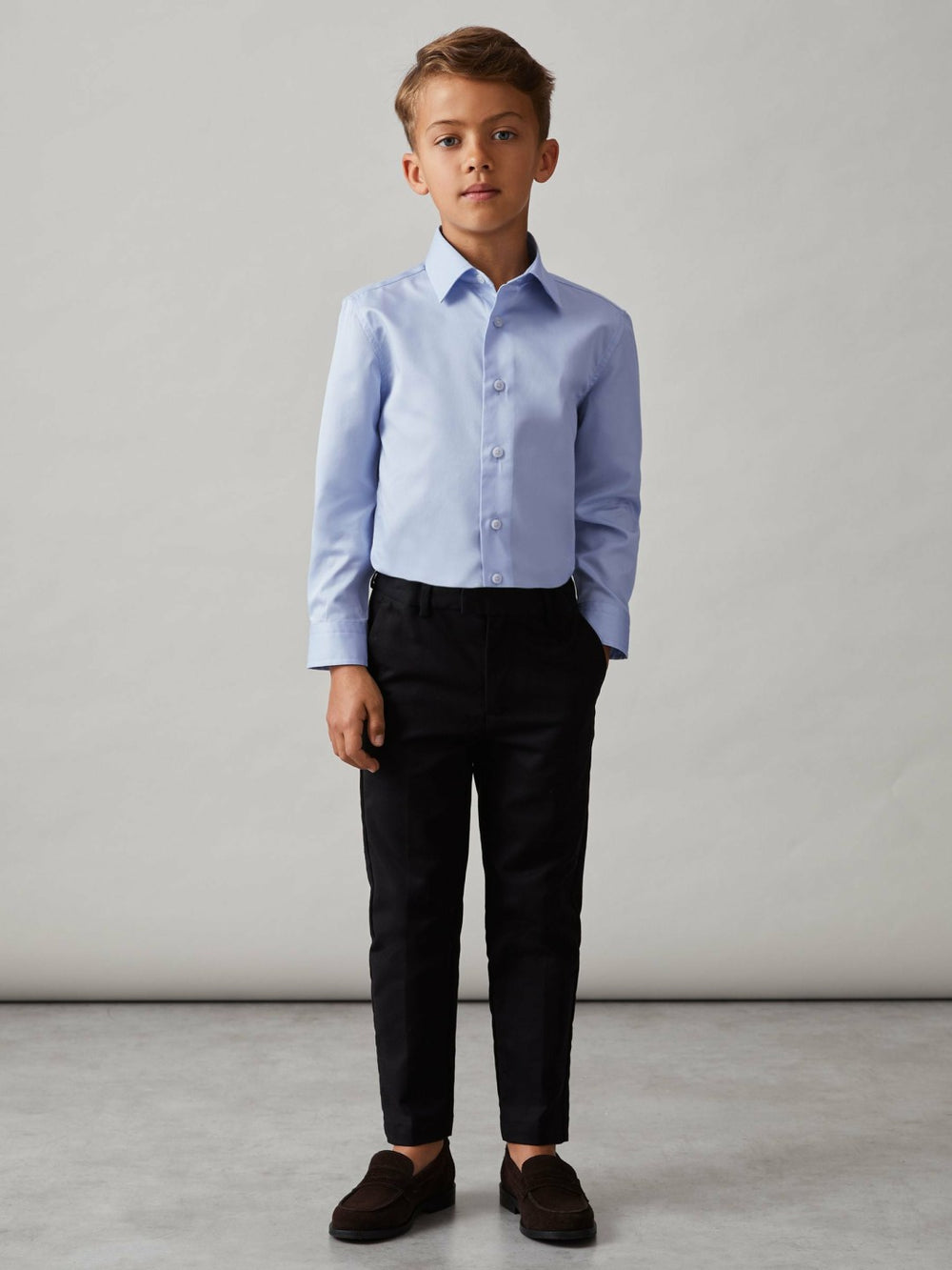 Reiss | 9-13 yrs Slim-Fit Cotton Shirt in Soft Blue