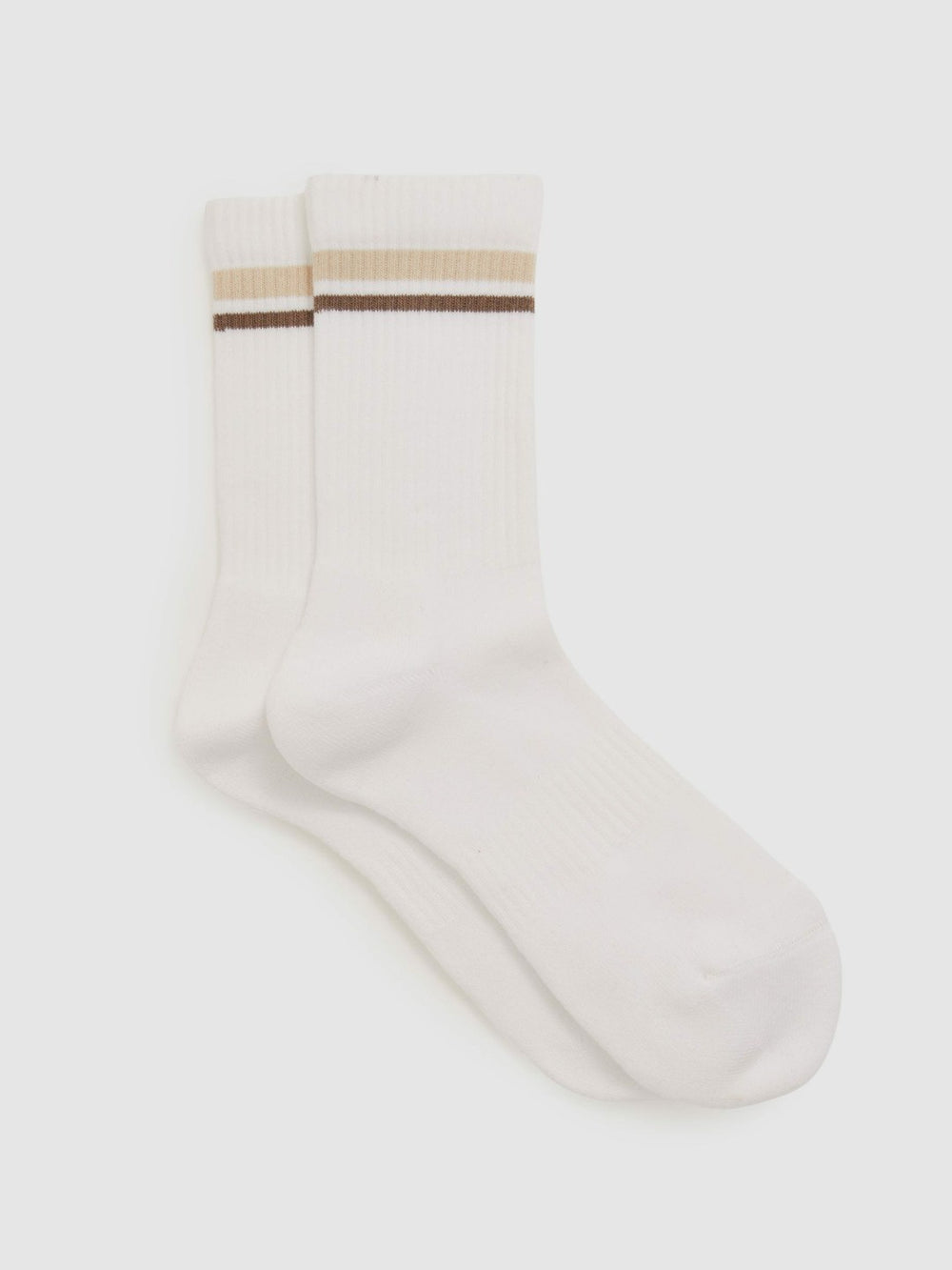 Reiss | Cotton-Blend Striped Crew Socks in White