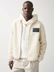 Reiss | McLaren F1 Team Embroidered Fleece Jacket Unisex Fit in Off White