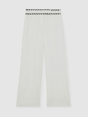 Reiss | Petite Linen Wide-Leg Whipstitch Trousers in White