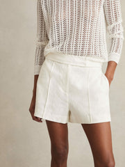 Reiss | Linen Whipstitch Shorts in White