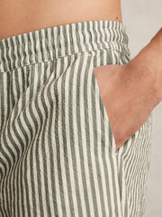 Reiss | Seersucker Stripe Swim Shorts in Sage/White