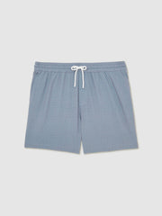 Reiss | Drawstring Geometric Print Swim Shorts in Airforce Blue