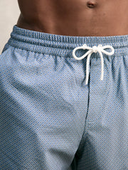Reiss | Drawstring Geometric Print Swim Shorts in Airforce Blue