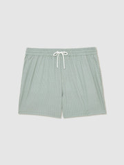 Reiss | Drawstring Geometric Print Swim Shorts in Pistachio Green