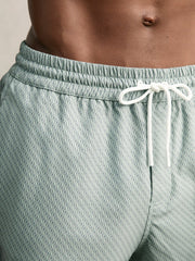Reiss | Drawstring Geometric Print Swim Shorts in Pistachio Green