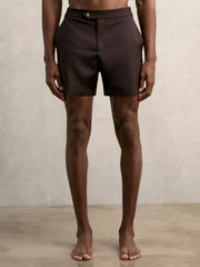 Reiss | Side-Adjuster Swim Shorts in Chocolate Brown