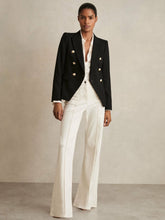 Reiss | Petite Tailored Fit Textured Double Breasted Blazer in Black