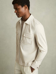 Reiss | Technical Zip-Through Overshirt in Stone