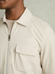 Reiss | Technical Zip-Through Overshirt in Stone