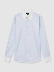Reiss | Regular-Fit Cotton Pin-Collar Shirt in Contrast S Blue