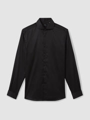 Reiss | Regular Fit Slim-Fit Cotton Double-Cuff Shirt in Black