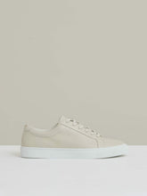 Reiss | Tumbled-Leather Low-Top Trainers in Off White