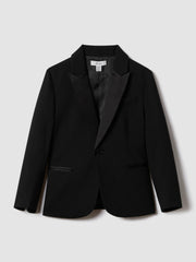 Reiss | Wool-Blend Double-Breasted Tuxedo Jacket in Black