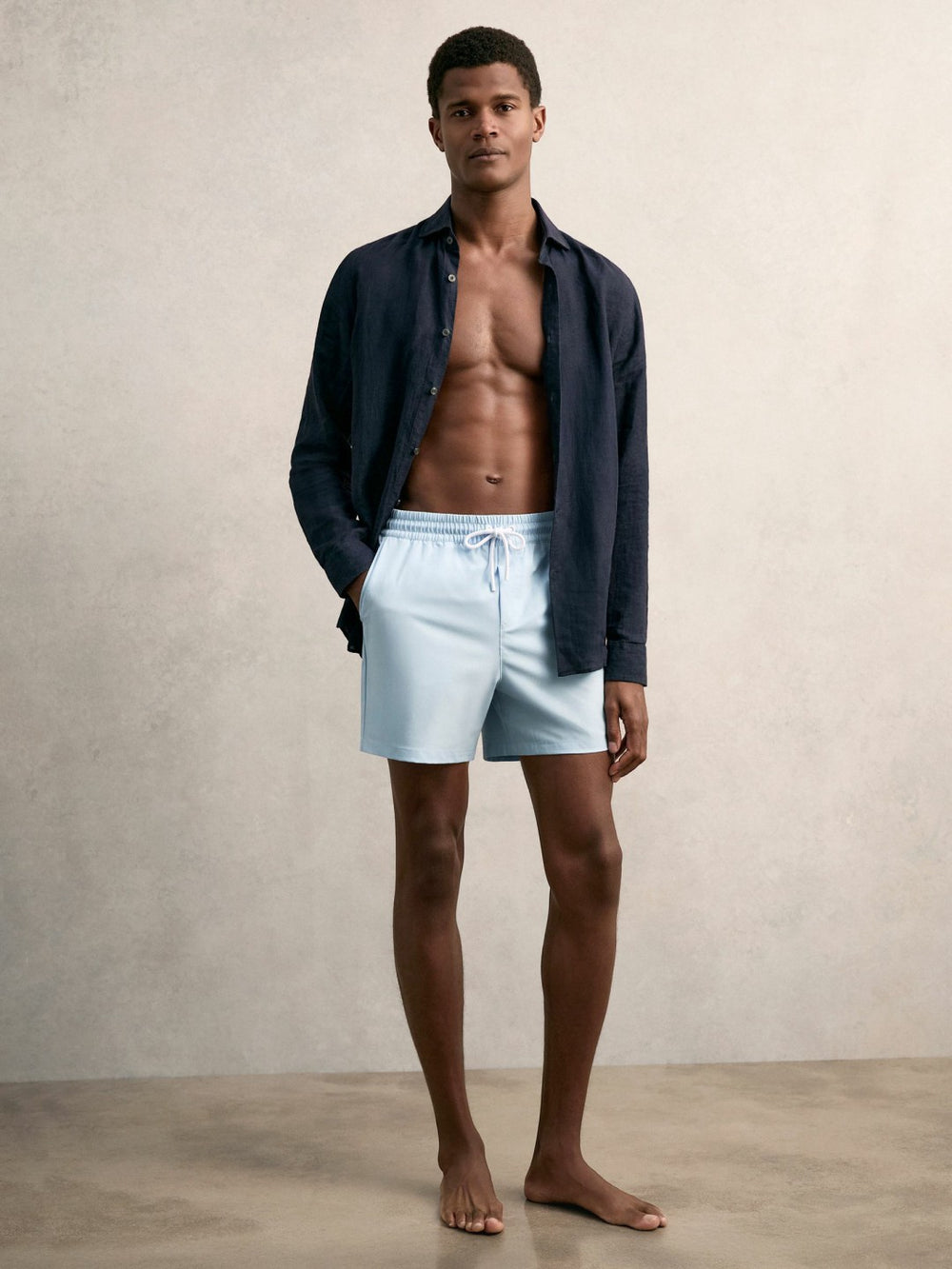 Reiss | Drawstring Swim Shorts in Soft Blue