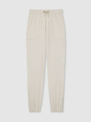 Reiss | Drawstring Technical Cuffed Trousers in Stone