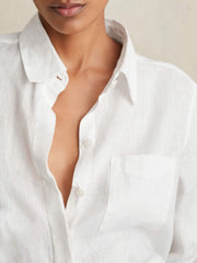 Reiss | Linen Button-Through Shirt in White